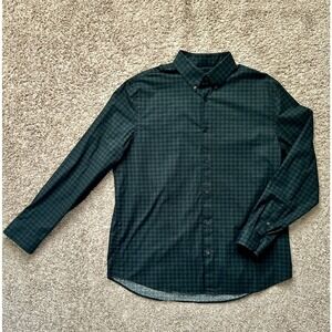 EUC I EXPRESS I Dark Green Houndstooth Button Down Shirt I Size XL I Classic Fit